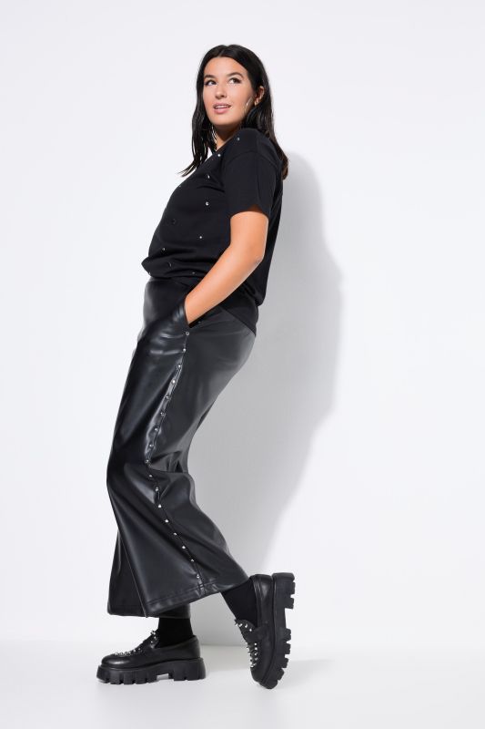 Jupe-culotte en simili, coupe Wide Legs et rivets fantaisie