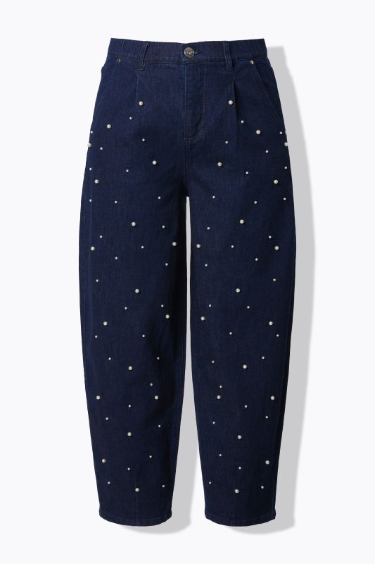 Jean Ballon avec perles fantaisie, coupe Wide Ballon Legs, taille haute