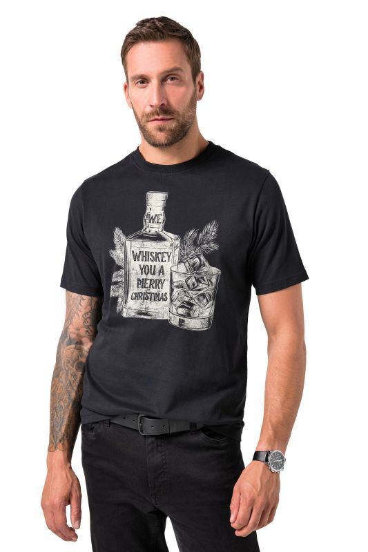 T-shirt JP&nbsp;1880, manches courtes et imprimé Noël sur la poitrine - jusqu'au 8&nbsp;XL