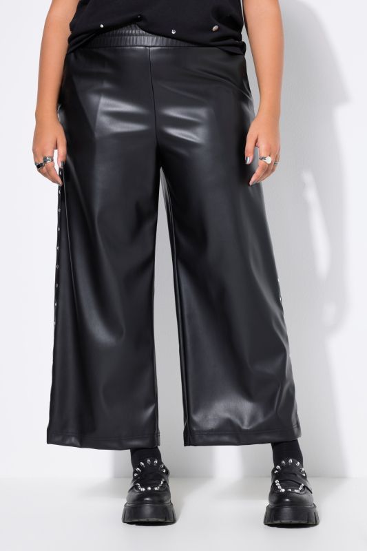 Jupe-culotte en simili, coupe Wide Legs et rivets fantaisie