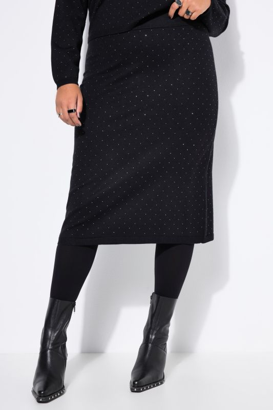 Jupe midi coupe Slim Shape, rivets brillants et taille élastique