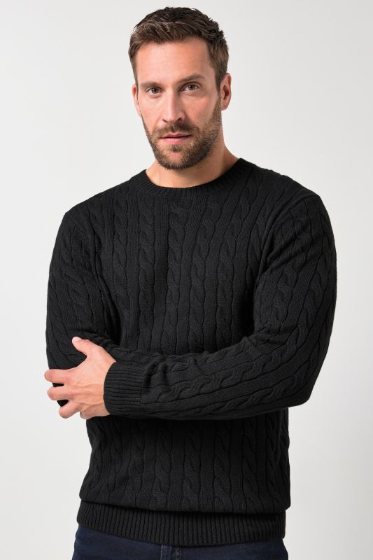 Pull JP 1880 col rond, maille CashmereTouch et motif torsadé - jusqu'au 7 XL