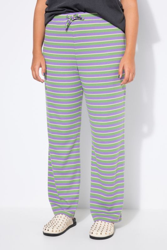 Pantalon en jersey à rayures, coupe Wide Legs, taille élastique