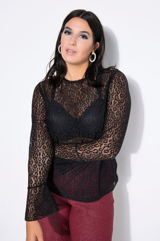 T-shirt avec dentelle léopard, coupe Slim Shape