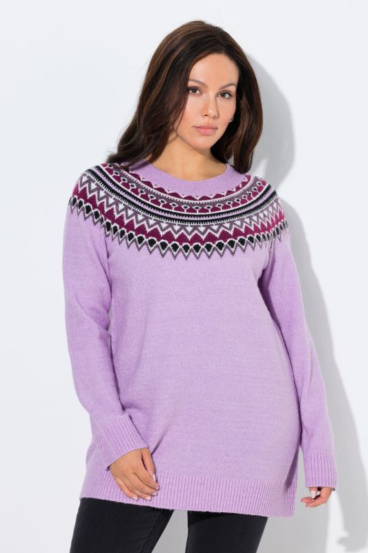 Pull norvégien, col rond et manches longues raglan