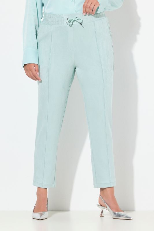 Pantalon Ruby imitation cuir suédé, jambe droite et large, taille élastique