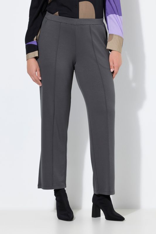 Pantalon Mary avec plis, taille élastique et jambe large