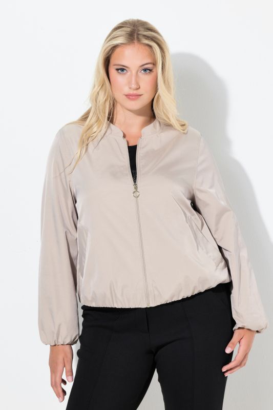 Blouson en satin, base élastique et col montant