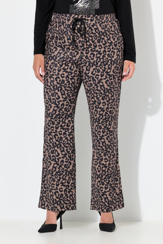 Pantalon Mary motif léopard, jambe large et taille élastique