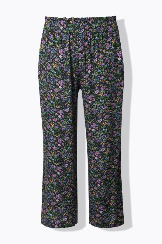 Pantalon palazzo, taille haute et jambe large, imprimé à fleurs