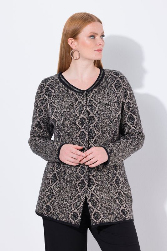 Cardigan à col rond et manches longues, motif python