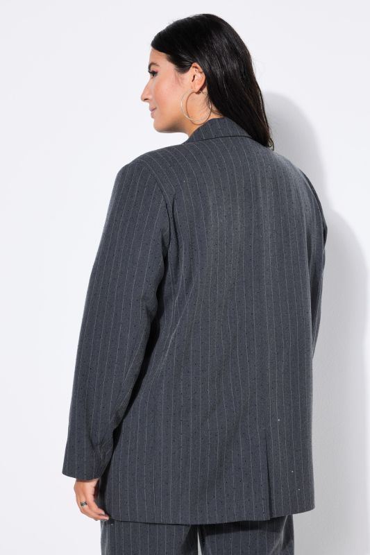 Blazer oversize à fines rayures, petites pierres scintillantes