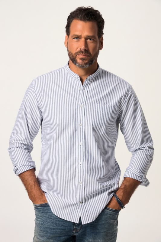 Chemise Oxford, manches longues et col montant, coupe Modern Fit - jusqu'au 8 XL