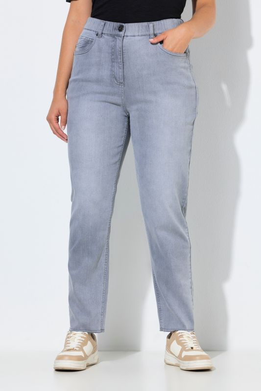 Jean Mom en denim stretch, taille confortable