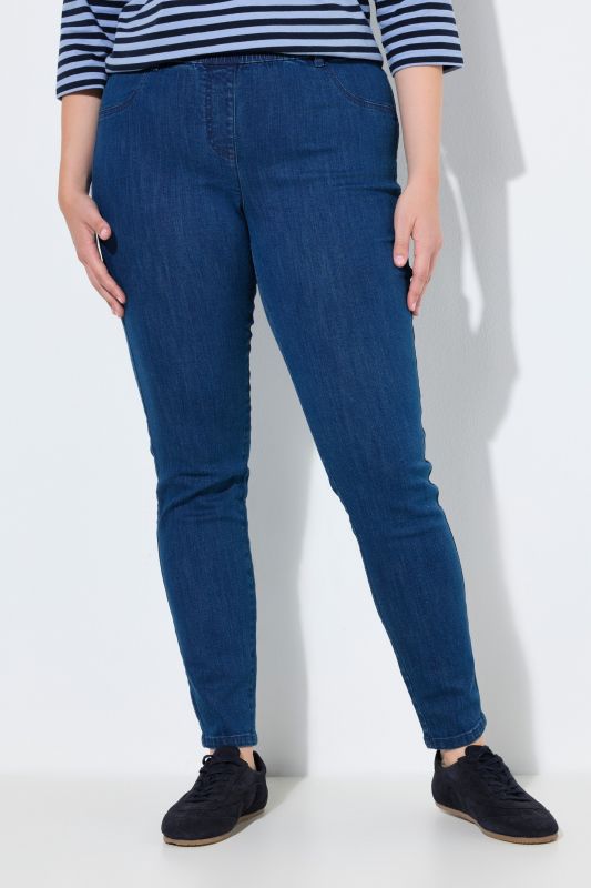 Jegging en coton bio, jambe étroite et taille élastique