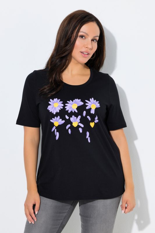 T-shirt à fleurs, coupe Classic Fit, col rond et manches courtes