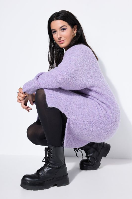 Robe en maille oversize, maille duveteuse, manches longues