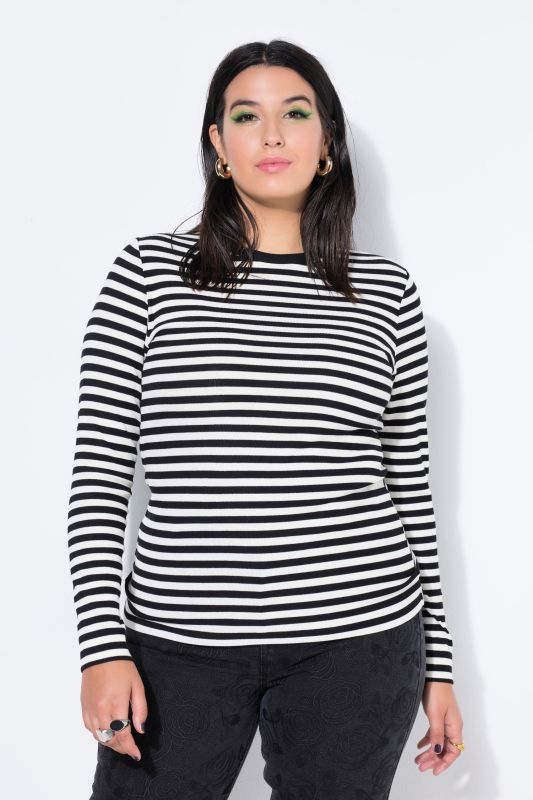 T-shirt coupe slim en jersey rayé, manches longues