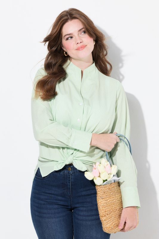 Chemisier rayé, col calice, manches longues