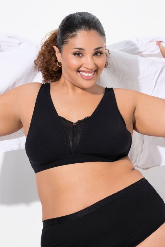 Bralette, sans armature. Empiècement en dentelle - bonnet C-E