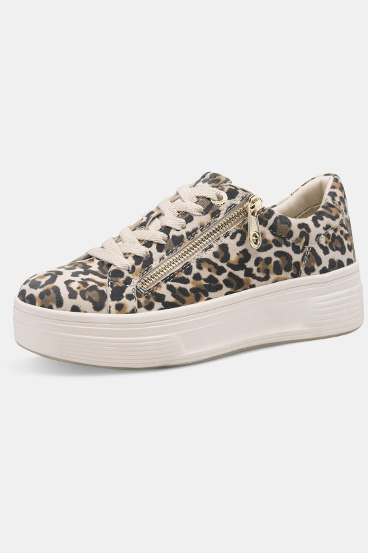 Sneakers plateau Tamaris Comfort en cuir, fermeture zippée et largeur confortable