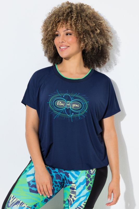 T-shirt technique à base élastique, col rond et manches courtes