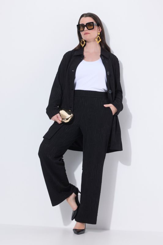 Pantalon en jersey Jacquard, jambe large et taille élastique