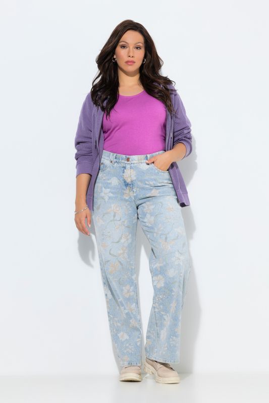 Jean Mary à fleurs, jambe droite et large