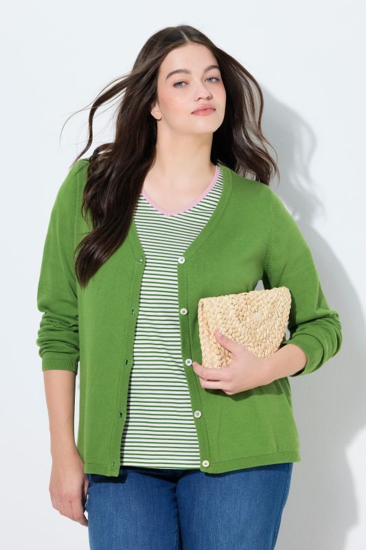 Cardigan twinset en coton bio, encolure en V et manches longues