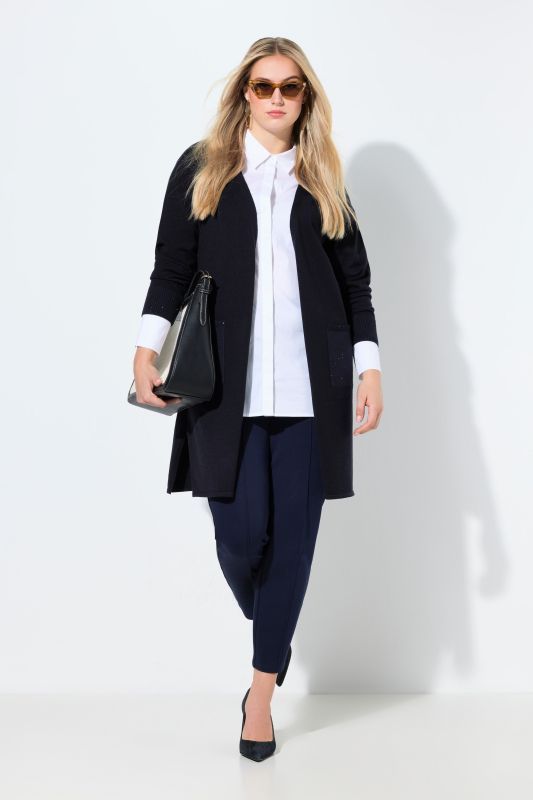 Cardigan encolure en V et manches longues, petits strass