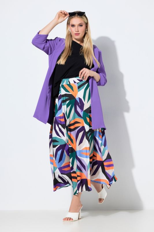 Jupe maxi motif à fleurs, taille élastique et coupe évasée