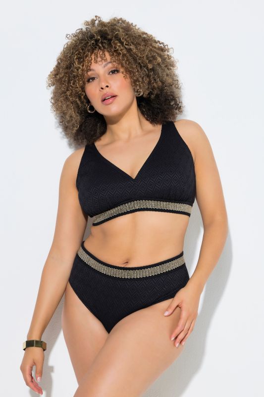 Bikini avec bonnets souples, bretelles ajustables et bandes avec motif doré