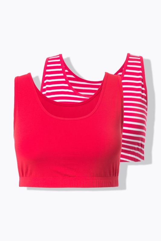 Lot de 2 brassières en coton bio, rayures/unie