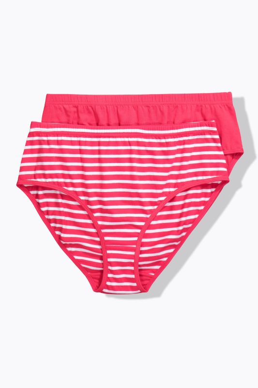 Lot de 2 culottes midi en coton bio, rayures/unie