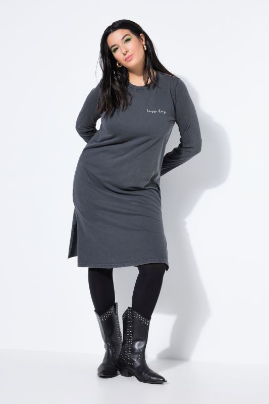 Robe midi en jersey, imprimés (petit sur le devant, grand derrière), coupe évasée