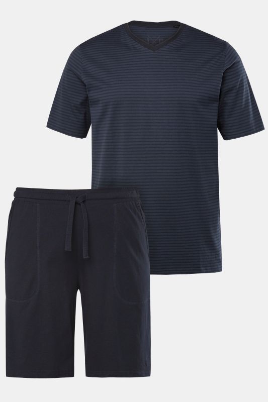 Pyjama court deux pièces à rayures. Jusqu'au 8XL.