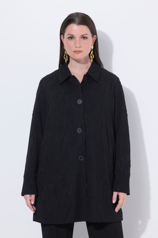 Blazer en jersey Jacquard, manche longues et col chemise, coupe évasée