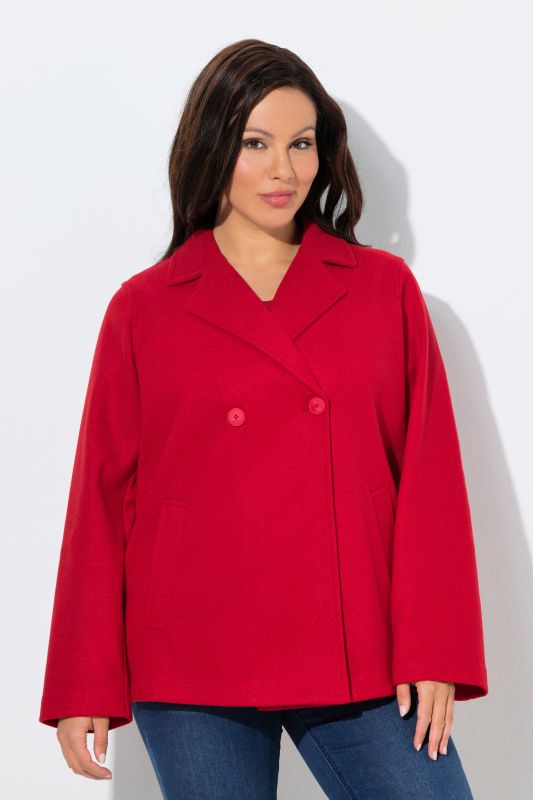 Caban en polaire, col à revers et manches longues, coupe évasée