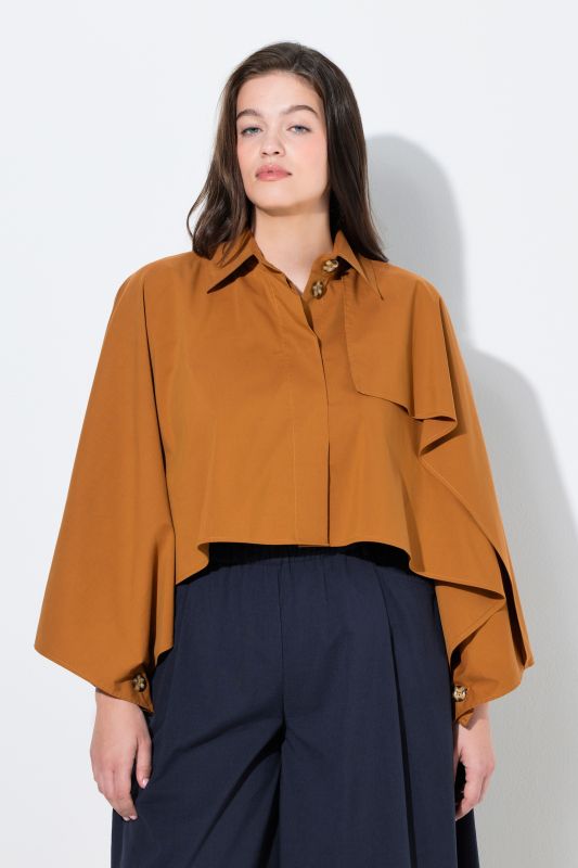 Veste courte et ample esprit trench, col chemise et manches chauve-souris