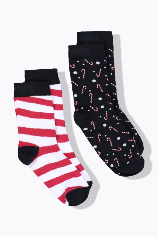 Lot de 2 paires de chaussettes, sucres d'orge/rayures