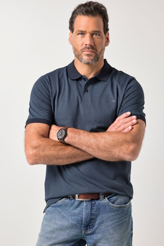 Polo JP 1880 en jersey, manches courtes et motif minimaliste - jusqu'au 8 XL