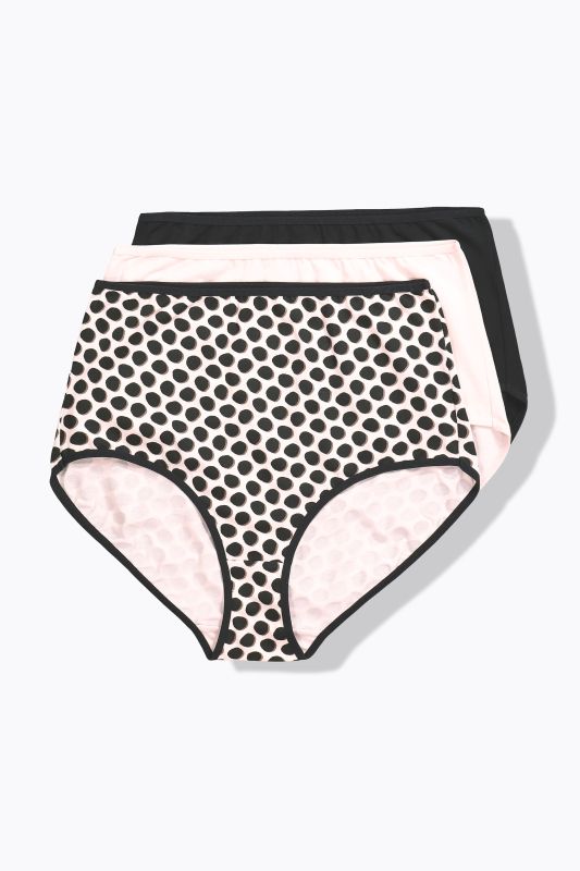 Lot de 3 culottes maxi, motif pois/uni