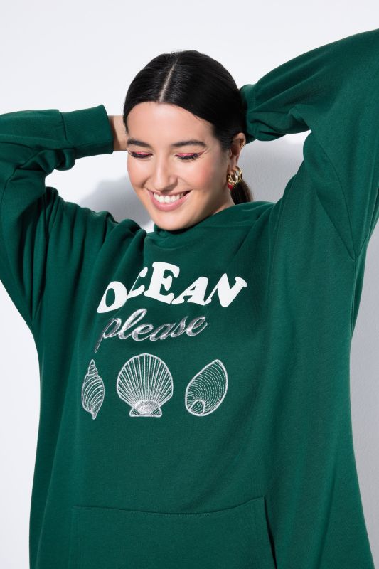 Sweat à capuche oversize avec message imprimé et broderie
