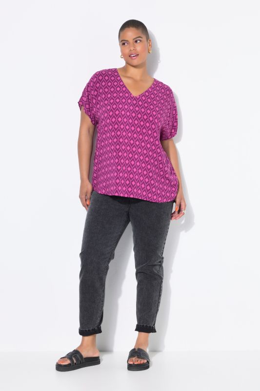 Jean Mom 5 poches, fines rayures