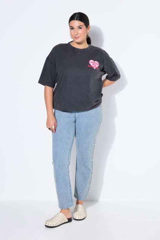 Jean mom 5 poches à perles fantaisie