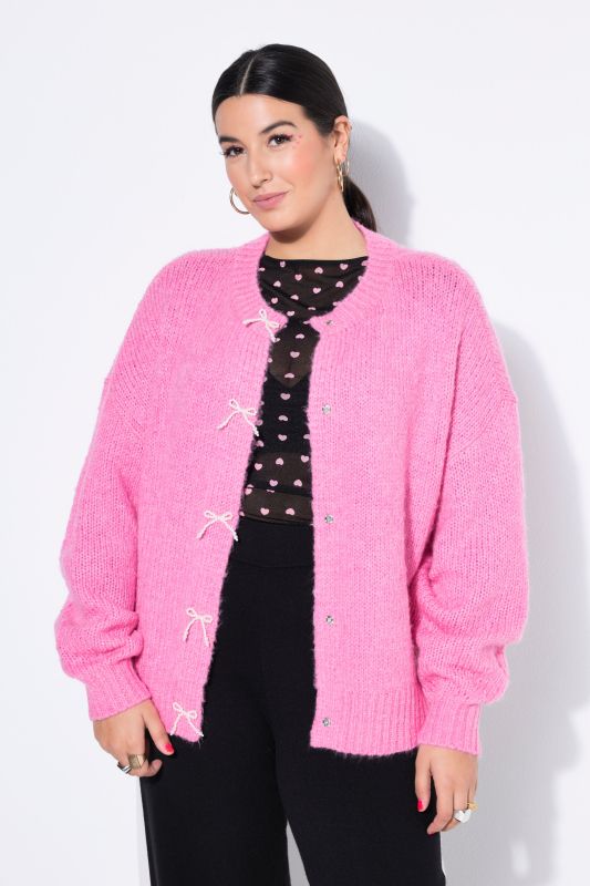 Cardigan oversize à boutons en forme de nœuds