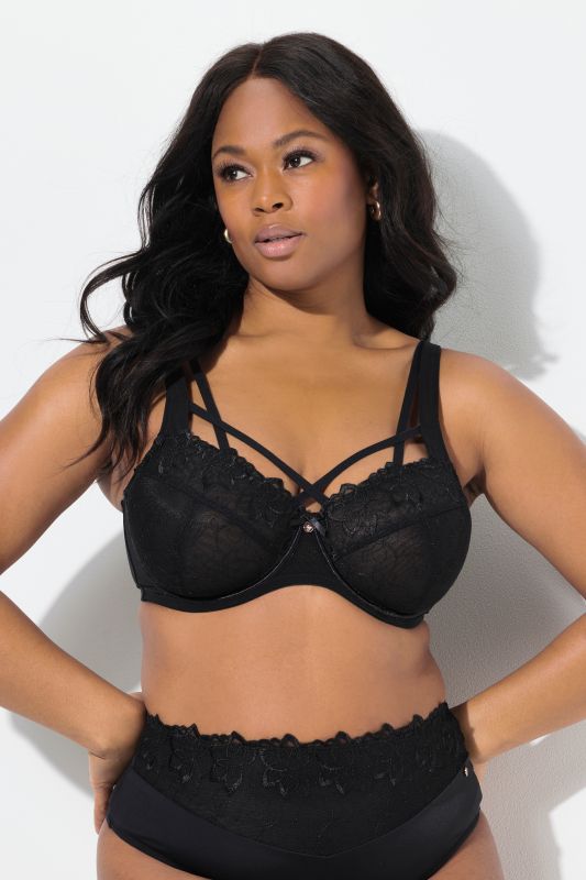 Soutien-gorge à armatures TruYou, dentelle transparente et rubans fantaisie - bonnet C-F