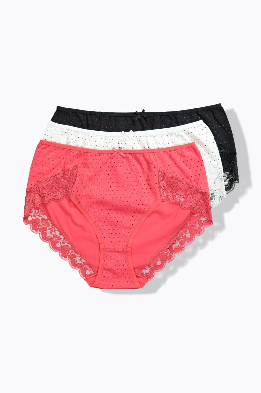 Culottes hautes en lot de 3, ourlet en dentelle, pour une position assise confortable