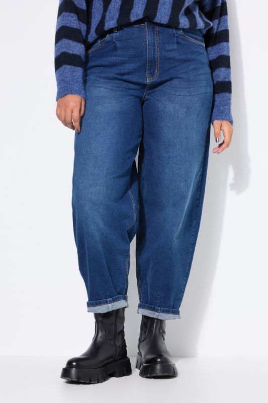 Jean ballon 5 poches, coupe High Waist, denim noir