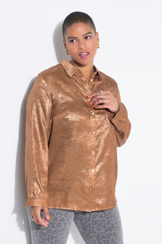 Chemisier coupe Boxy Shape, effet cuivré